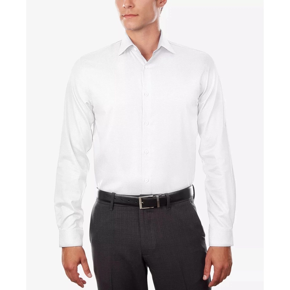 NWT Michael Kors Dress Shirt Men's M 15.5 32/33 White Cotton Slim Fit